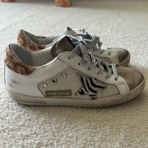 Golden Goose Sneakers - White, Tan, Zebra, Sparkle
